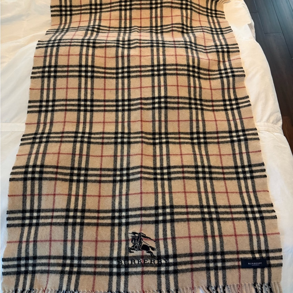 Burberry Beige and Black Plaid Lap Blanket